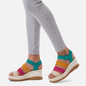 Sorel Joanie III Ankle Strap Wedge Sandal Rainbow Size 9.5
